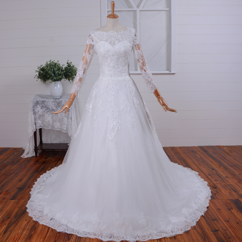 swiss dot wedding dress with sleeves